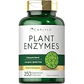 Carlyle Plant Enzymes with Protease, Papain, Lactase and Bromelain | 250 Capsules | Multi Enzyme Blend | Non-GMO & Gluten Free Supplement