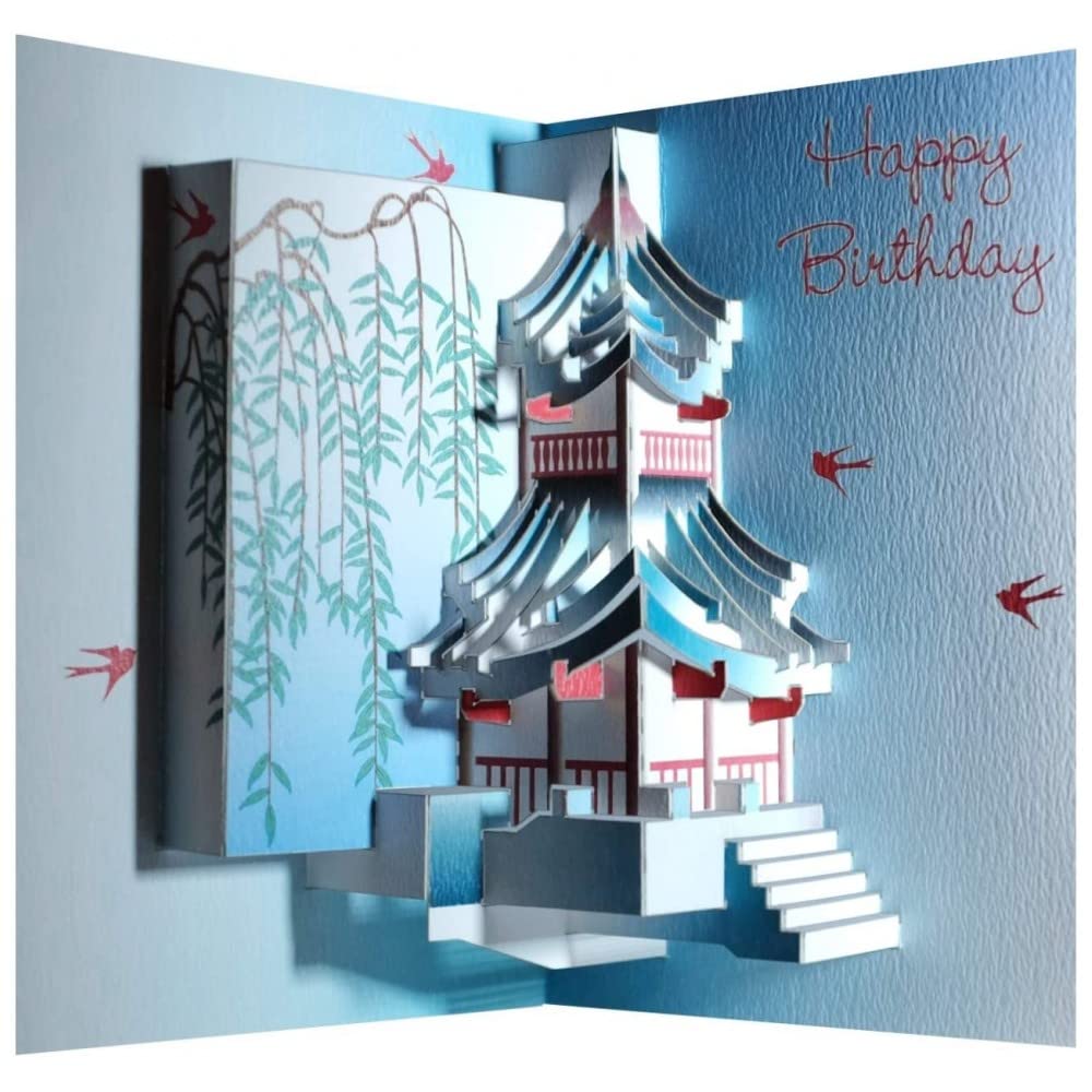 Forever Handmade Cards Pop Ups POP121 - Oriental Pavilion Happy Birthday - Laser Pop Up Card