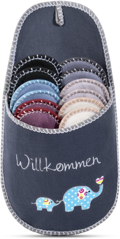 ONVAYAGuest Slippers with "Willkommen Herz" Motif, Set of 6, Non-Slip in ABS (Acrylonitrile Butadiene Styrene)