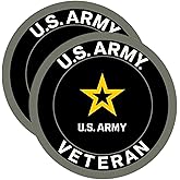 eDesign 2-Pack United States Army Vetran Vinyl Sticker Decal - 4 Inches - Us Army Veteran Stickers for Car Truck Van Window Bumper Laptop Tablet Cup Tumbler Water Bottle and Any Smooth Surface
