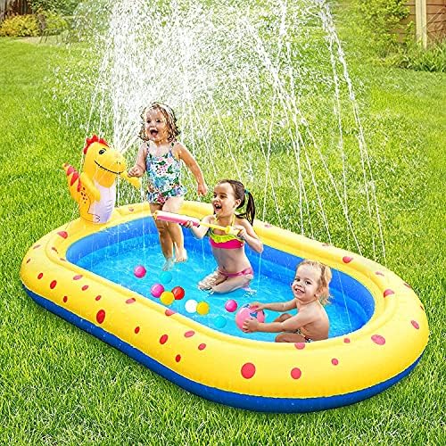 Jorunb Inflatable Kiddie Pool Sprinkler, Dinosaur Sprinkler Pool Fountain Water Toys, Cute 3 in