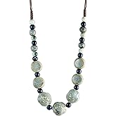 MINACHI Boho Hippie Round Ceramic Beads Strand Necklace, Vintage Bohemian Summer Beach Jewelry Gift for Women