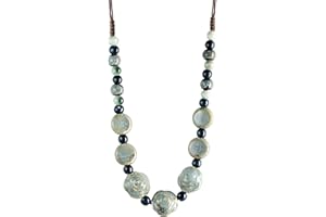 MINACHI Boho Hippie Round Ceramic Beads Strand Necklace, Vintage Bohemian Summer Beach Jewelry Gift for Women