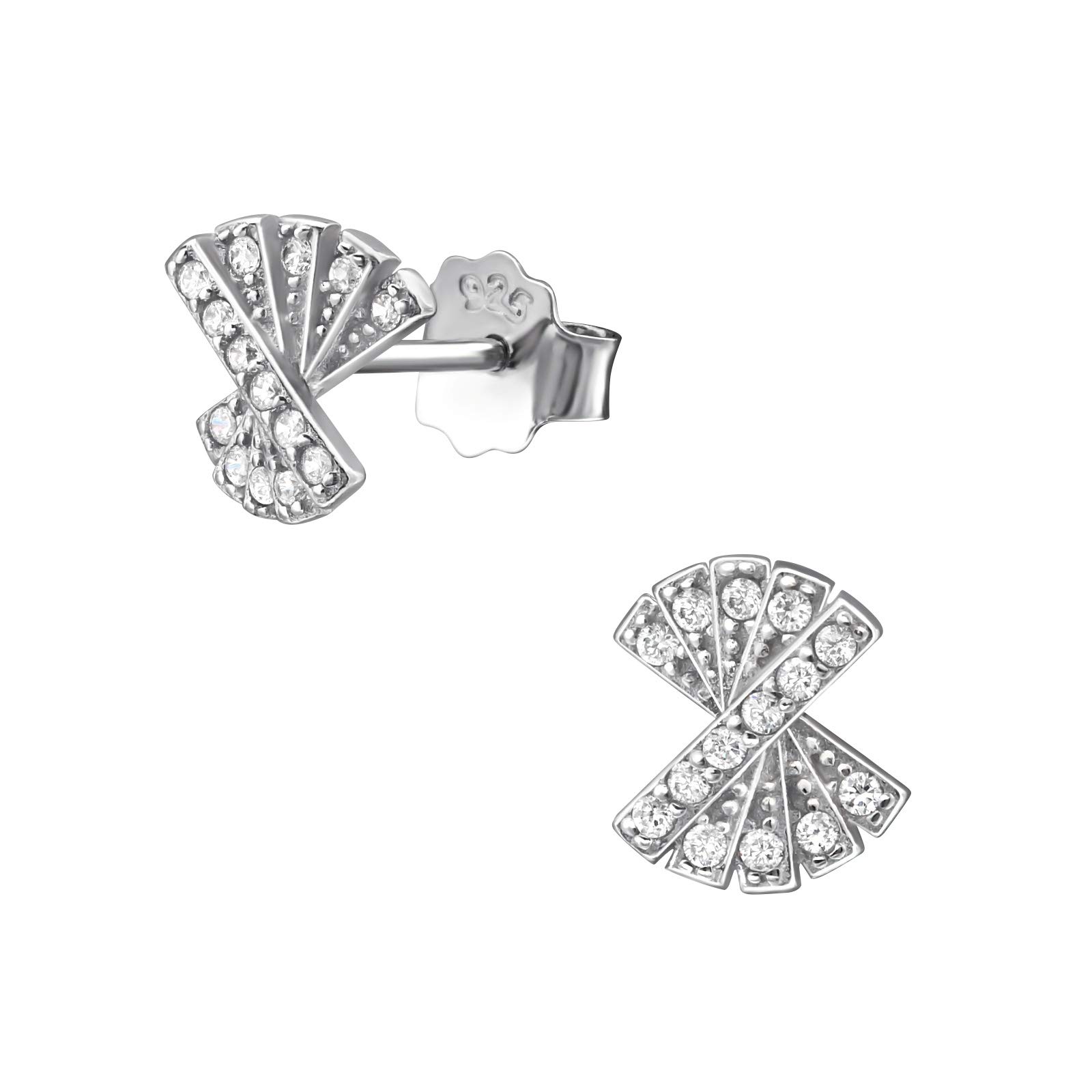 925 Sterling Silver Women 925 Sterling Silver Rhodium Plated Fan Stud Earrings for Women & Girls – Everyday Jewellery Gift Boxed