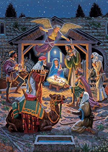 MasterPieces Holiday Glitter Holy Night - Nativity Scene 500 Piece Jigsaw Puzzle