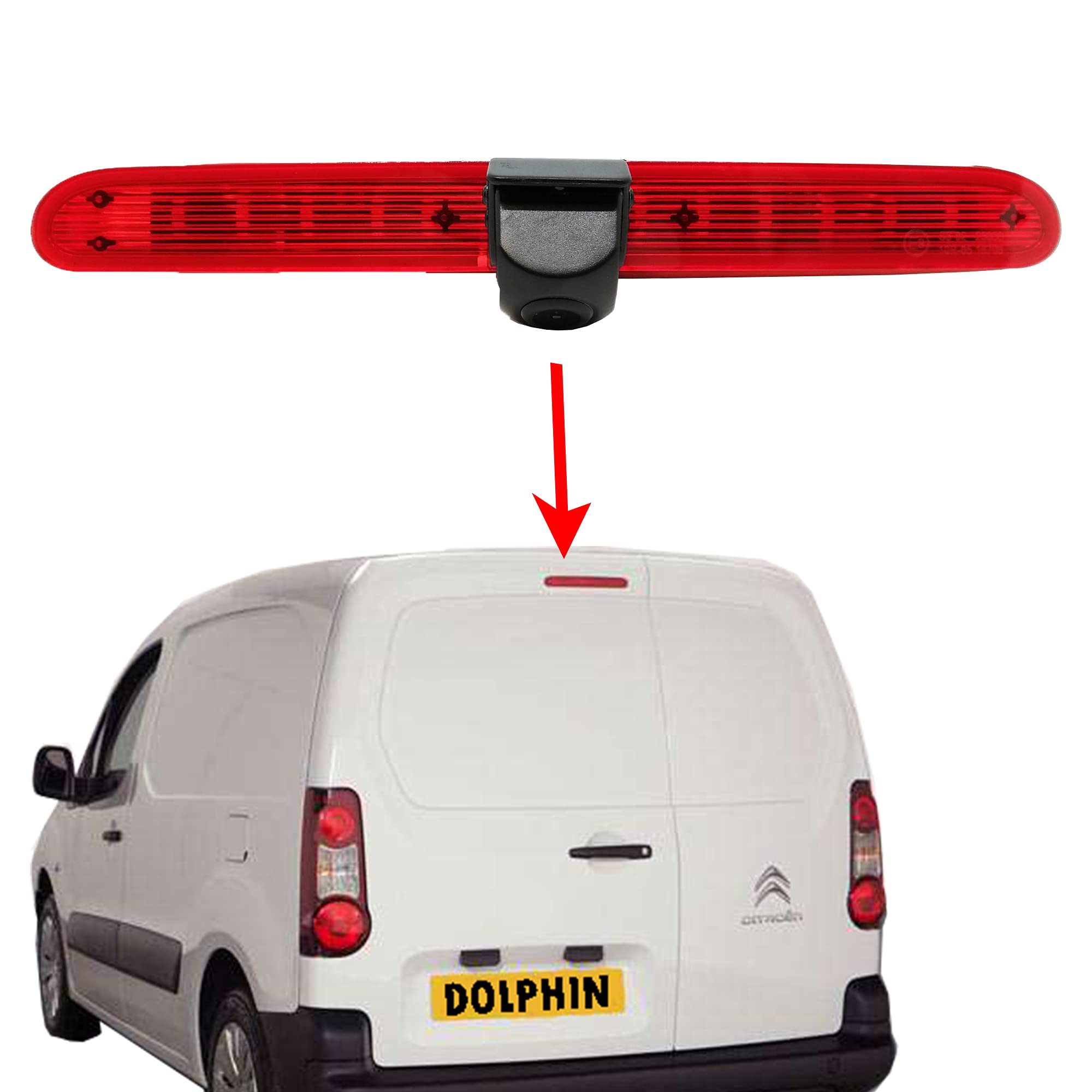Dolphin Automotive Brake Light Rear Reversing Camera Fits Citroen Berlingo & Peugeot Partner II 2008-2018 (Camera Only)