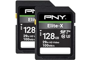 PNY 128GB Elite-X Class 10 U3 V30 SDXC Flash Memory Card - 100MB/s, Class 10, U3, V30, 4K UHD, Full HD, UHS-I, Full Size SD (