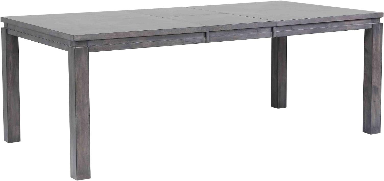 The Hamptons Collection 82” Gray Solid Oak Wood Extendable Dining Table with Plastic Floor Protectors