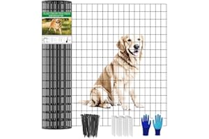 YAGJIA Welded Wire Fence 48inch x 50ft, Black PVC Coated Garden Fencing, 2 inch x 3inch 16Gauge Chicken Wire Fence Roll, Anti-Rust Metal Fencing for Yard Plant Protection Poultry Netting