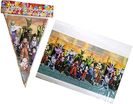 Amazon Co Jp ドラゴンボールz 誕生日パーティーバナーとテーブルクロス ドラゴンボールzテーマパーティーデコレーションガーランド おもちゃ