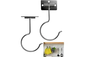 Under Cabinet Banana Hanger - Foldable Banana Hook with Strong Adhesive & Screw Options, Space Saving Organizer for Kitchen C