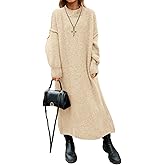 Saodimallsu Womens Oversized Sweater Dress Mock Neck Long Sleeve Casual Warm Chunky Knit Fall Winter Maxi Dresses