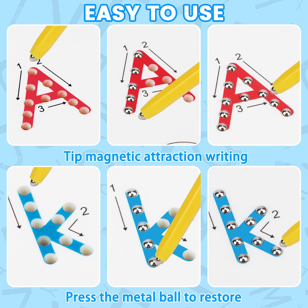 Magnetic Alphabet Tracing Board, ABC Magnetic Letter Board, Magnets Tablet Drawing Board Preschool Learning Toys for Kids