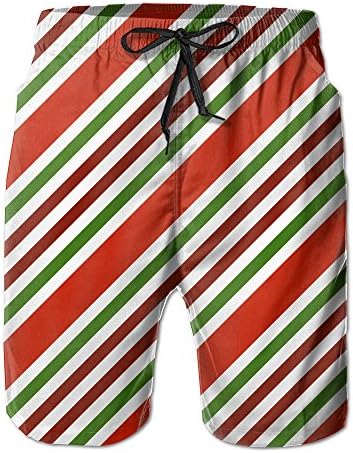 Nfas Stripe Red Christmas Pattern Men's Quick Dry Swim Trunks Beach Shorts Pants Home Shorts XL