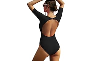 Adisputent Womens One Piece Bathing Suits Backless High Neck Swimwear Sporty Slimming Cute Tummy Control Monokini Swimsuits