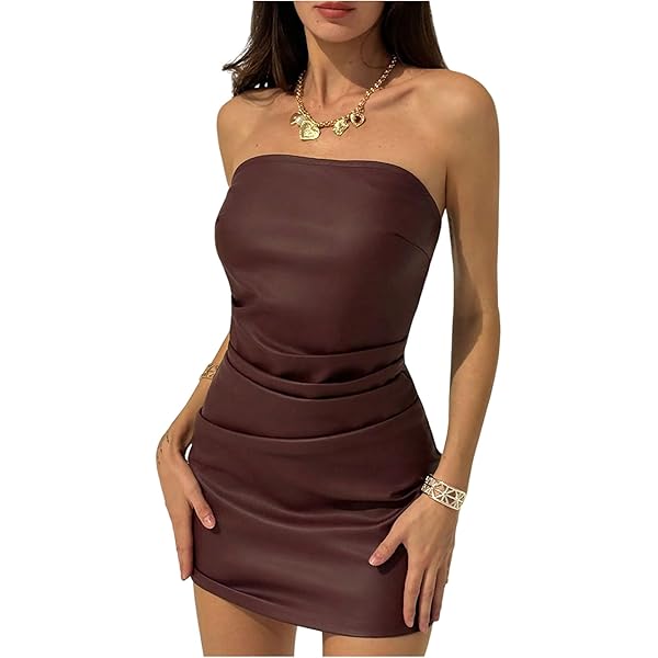 slim fit dress slacks Zola Burgundy Faux Leather Bandeau Midi Dress – Club L London main image 0