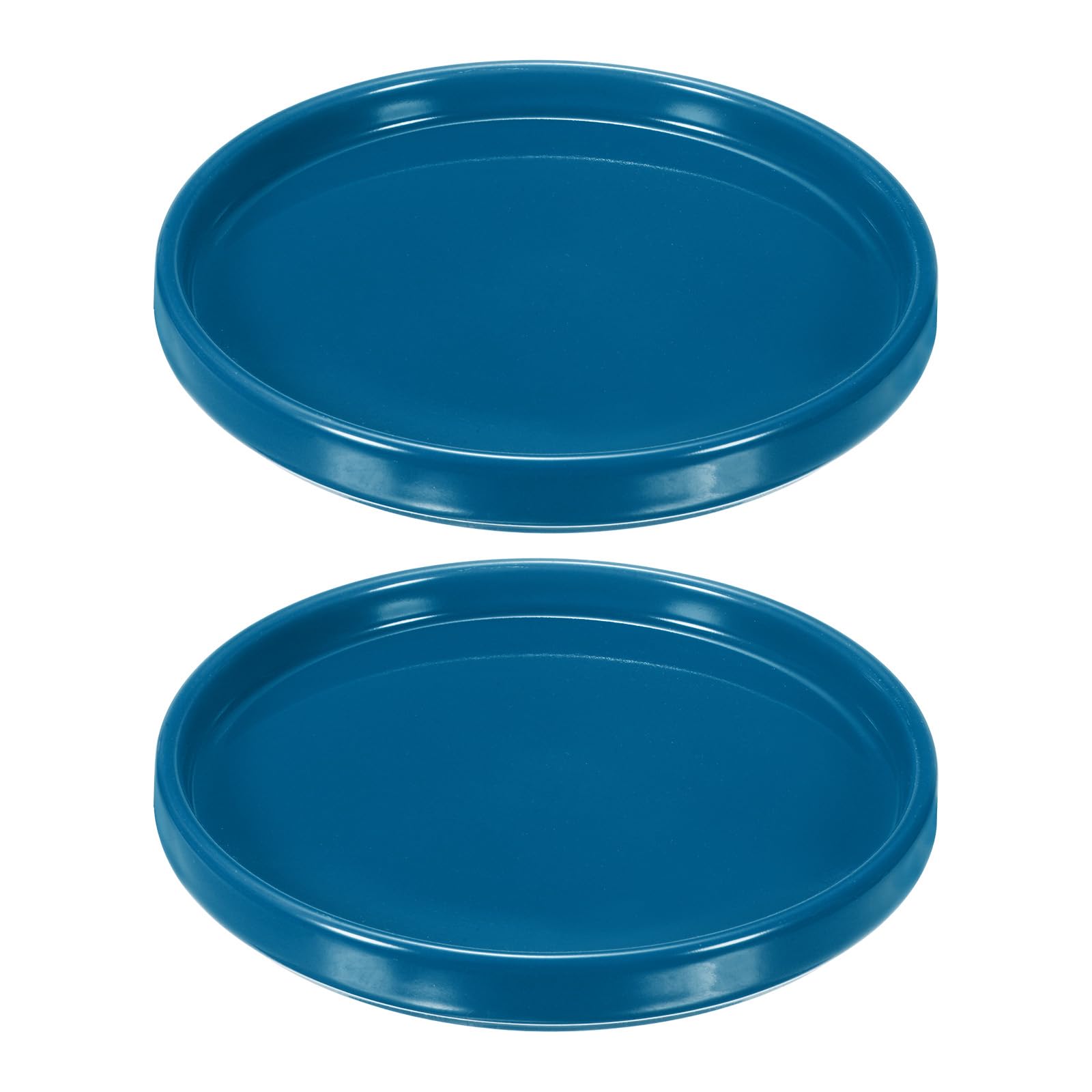 M METERXITY 2-Pack Ceramic Plant Saucer, 5.4 Inch OD Round Plant Saucers Flower Pot Saucers for Indoors/Outdoors Plant Pot, Ceramic Drain Tray [Blue]