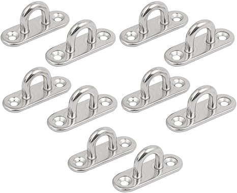 Amazon Uxcell パッドアイ 長方形アイプレート304ステンレス鋼 ステンレスループ 5mm厚さ 10個入り ネジフック