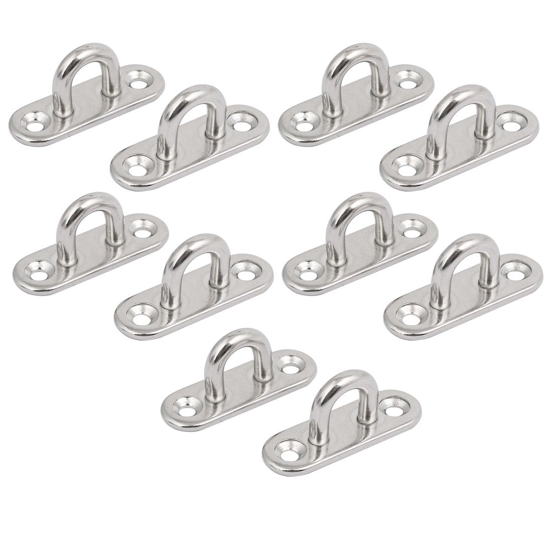 sourcing map 304 Stainless Steel 5mm Thick Ring Oblong Sail Shade Pad Eye Plate Boat Rigging 10pcs