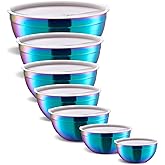 Onlycooker Rainbow Mixing Bowls With Airtight Lids,Stainless Steel Bowl,Salad Bowls 7 Piece Colorful Nesting Bowl Rainbow Kitchen Accessories,Size 7,3.6,2.7,2.1,1.5,1.1,0.8QT Stackable Design