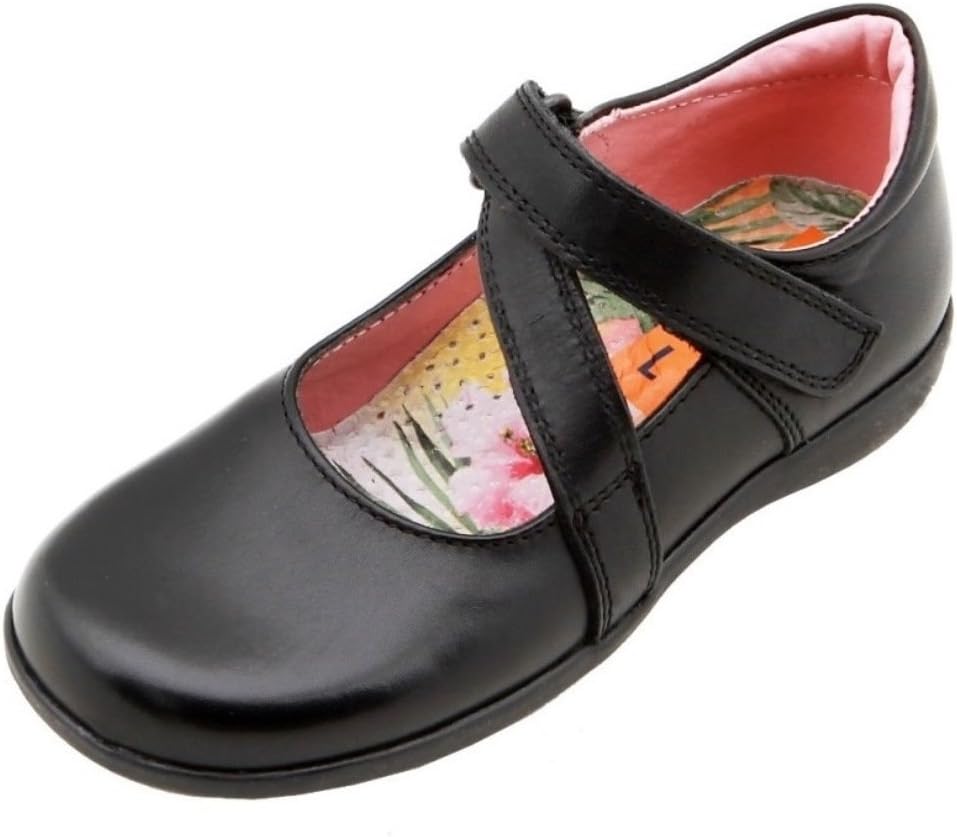 Petasil Beth Girls Black Leather E & F Fitting School Shoes Free Post