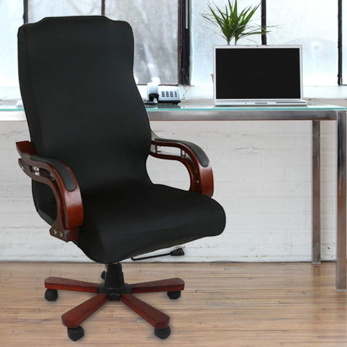 CAVEEN Office Chair Cover Computer Chair Universal Boss Chair Cover Modern Simplism Style High Back Large Size (Chair not Included) Black Large: Home & Kitchen