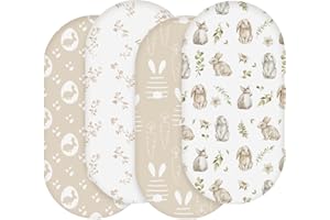 Bassinet Sheets 4 Pack, Bassinet Sheets for Baby Boy and Girl, Bassinet Sheet Neutral, Fit for Rectangle, Round, Oval, Hourgl
