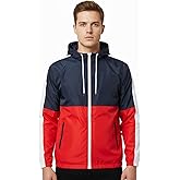 YUBIKWETE Men's Lightweight Windbreaker Jacket Water Resistant Hooded Rain Coat for Hiking Retro 90s Style