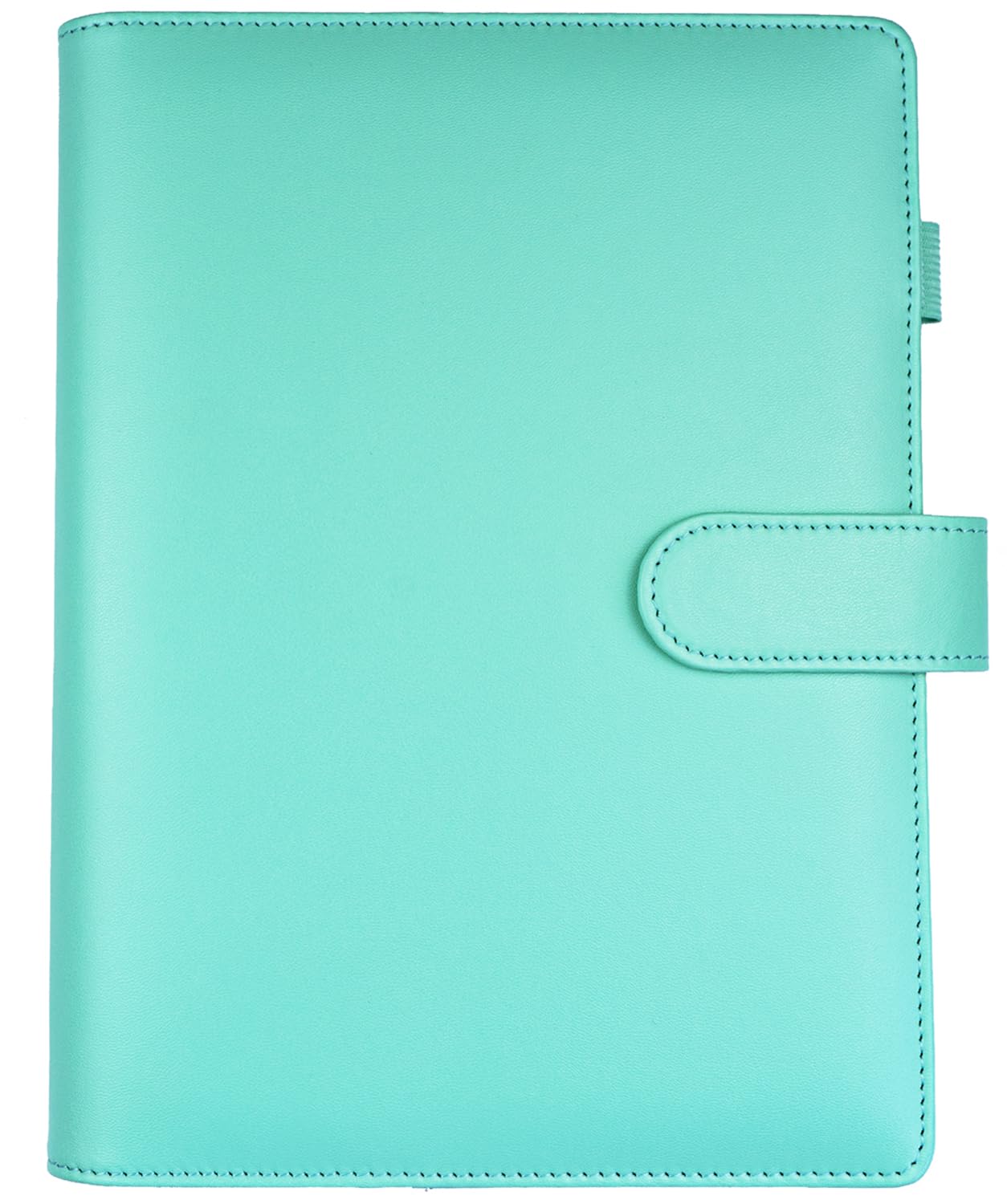 A5 Leather Binder Organiser with Magnetic Closure | 6-Ring Binder Personal PU Cover（No Inner Pages） for Planner, Card Storage & Office Use | Gift-Ready School & Work Notebook (Green)