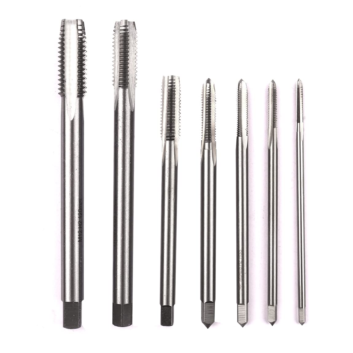 ATOPLEE Metric Machine Thread Tap, 7pcs HSS Right Hand Extended Straight Flute Tap,Size M3 M4 M5 M6 M8 M10 M12