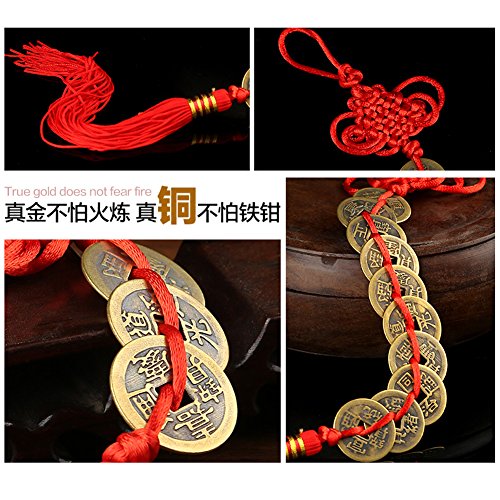 Bwinka Chinese Lucky Coins Charm on Auspicious Red Cord Feng Shui for