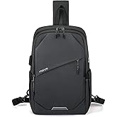 MOSISO Sling Backpack Travel Hiking Daypack,Large Crossbody Sling Bag with USB Charging Port for Men Women 3 Layer Pockets One Shoulder Bag for Outdoor Sports Casual Commuting, Slate Gray