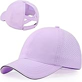 Little Girls Reflective Baseball Cap Criss Cross Ponytail Hat Kids Quick Dry Mesh Summer Sports Hat for Toddler Ages 3-8
