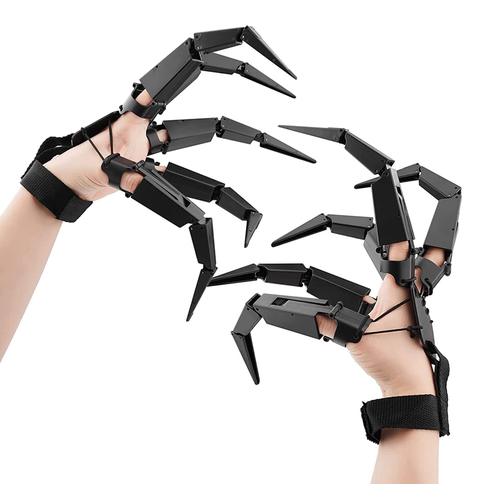 Scary Skeleton Hand Finger Extension Toys – Halloween Glove Accessory For Parties (Pair, Black)