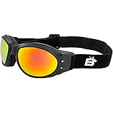 Birdz Eyewear Eagle Padded Dirt Bike Motorcycle Riding Goggles Black Frame with Mirror Lens for Men and Women