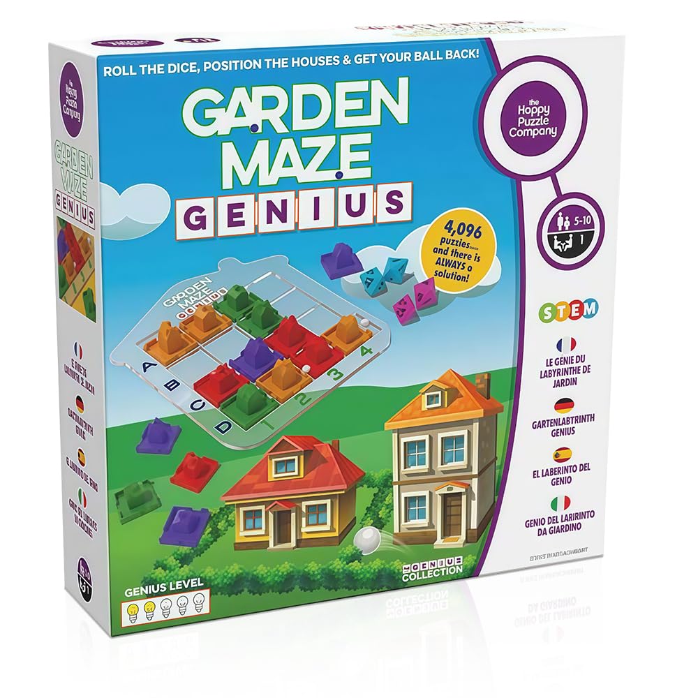 The Happy Puzzle Company Garden Maze Genius Board Game - Thousands of Puzzles and Always a Solution- Kids Games for Improved Spatial Awareness & Visual Perception - ages 5 to 10