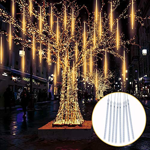 TOPIST Meteor Shower Lights Outdoor, 11.8 Inch 8 Tubes 192 LED Snowfall Lights,Waterproof Meteor