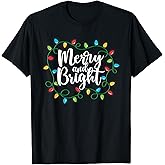 Merry and Bright Christmas Lights Family Matching Pajamas T-Shirt