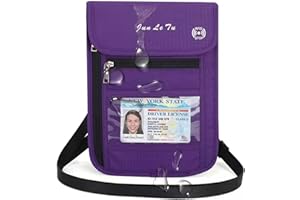 ROOSALANCE Passport Holder for Travel, RFID Passport Wallet with Visual Window Design, Multifunctional Document Organizer, Waterproof Travel Pouch Neck Wallet for Men and Women, Purple