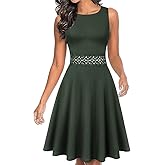 OWIN Women's Vintage Floral Lace Flared A-Line Swing Casual Party Cocktail Dresses Sleeveless