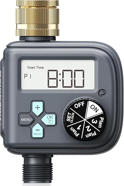 RAINPOINT Brass Inlet Water Timer 3 Programs Rain Delay IP54 Sprinkler