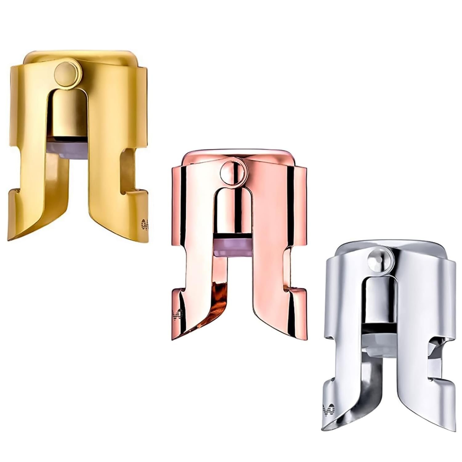 3 Pcs Champagne Pressure Stopper Stainless Steel Wine Bottle Sealer for Sparkling Wine and Beer Fresh Keeping Design Ideal for Preserving Carbonated Drinks