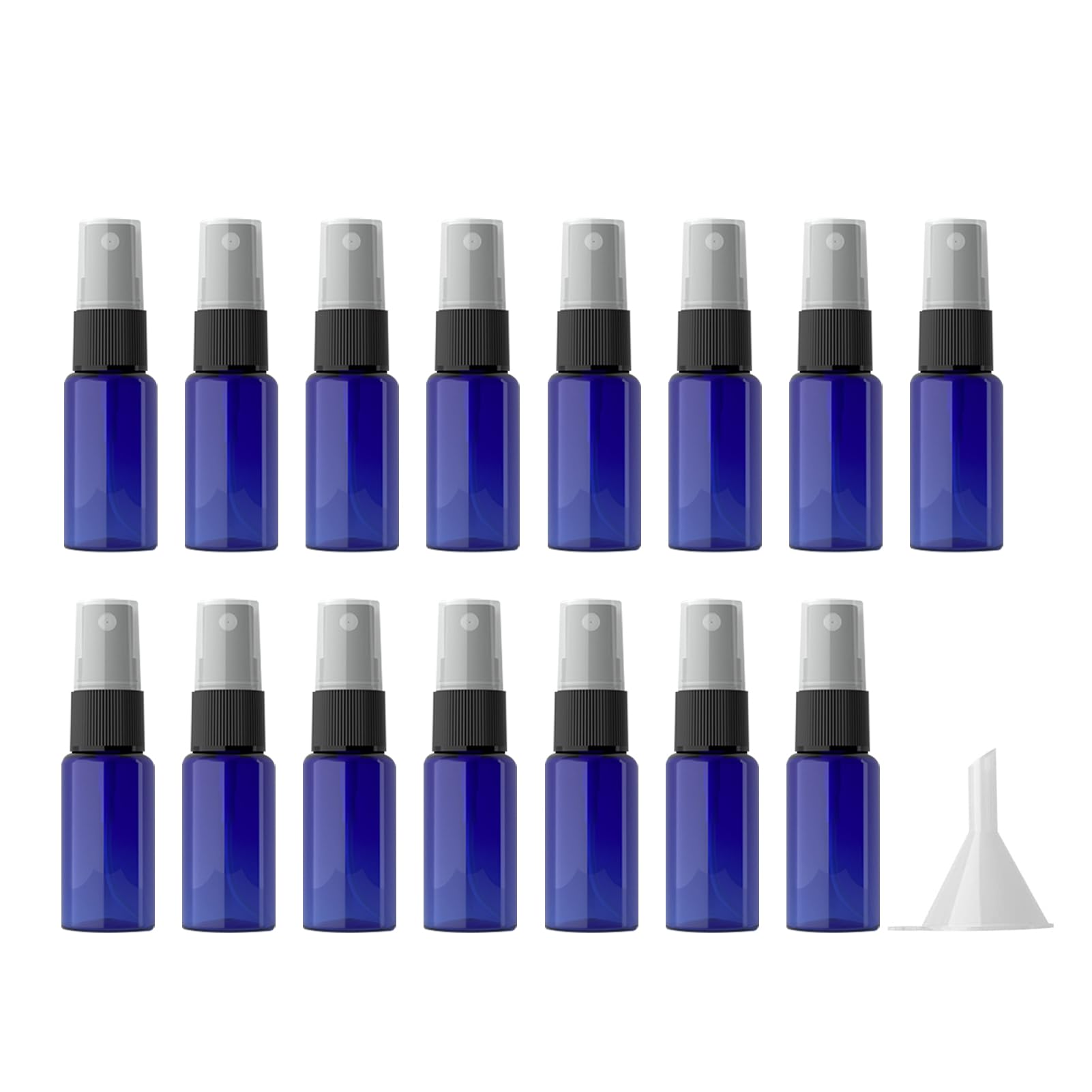 Photo 1 of longway 6 PCS Spray Bottles, 0.5oz/15ml Blue Empty Fine Mist Spray Bottle Dispenser with Cap, Small Refillable Liquid Containers with 1pcs Funnel