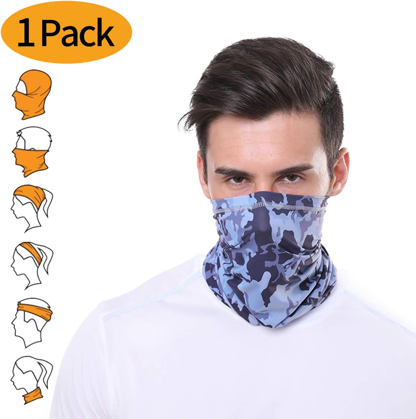 poshei 2 in1 Bandana & Neck Gaiter, Dust Wind UV Sun Protection Face Mask, Neck Gaiters for Men Summer, Magic Headbands Fishing Bandanas, Motorcycle Face Mask for Men Women Hiking Hunting Cycling