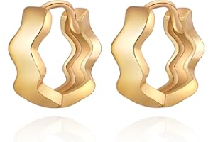 HBFashion Gold Hoop Earrings for Women Gold Hoop Huggie Earrings Chunky Dangle Earrings,14K Gold Earrings Lightweight Twisted Earrings Gold Hoops Minimalist Hypoallergenic Earrings for Women Jewelry Gift