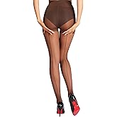 HONENNA Back Seam Pantyhose for Women Black Sheer Tights with Line Down Back Control Top Stockings