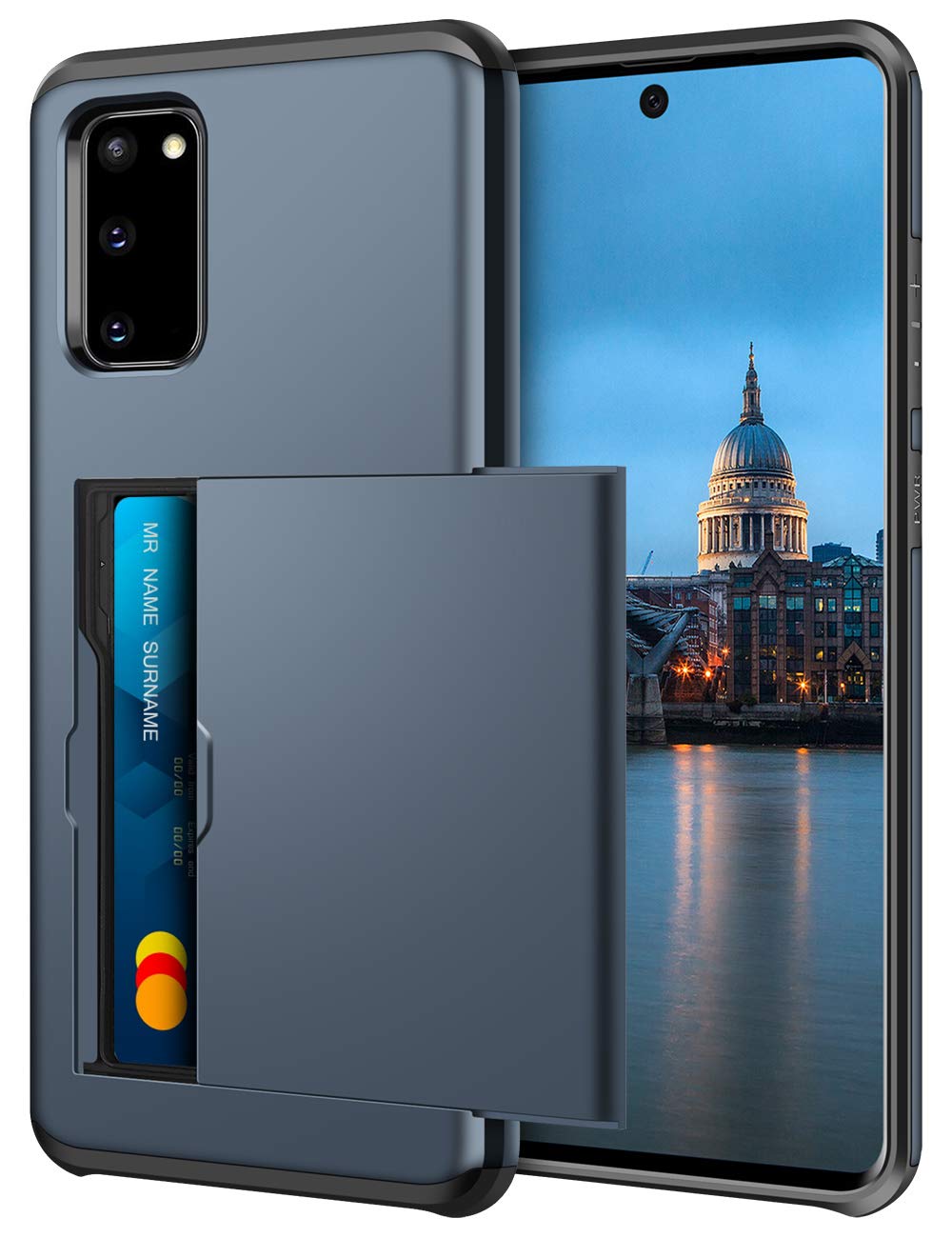 Coolden for Samsung S20 Case Wallet Cover Armor Shockproof Protective Hard Back Rubber Bumper Phone Cases Card Holder Slot Wallet Case Cover for Samsung Galaxy S20 (Navy)