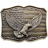 Fachoice US Flag Eagle Belt Buckle for Men - Bronze Zinc Alloy - One Size - 1.5 Inch Width - Polished Finish - Men's Patriotic Eagle Hawk Western Cowboy Belt Buckle Jewelry