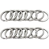 DGOL 100pcs 1 inch (25mm) 304 Stainless Steel Keychain Hooks Chain Cord Flat Orgnize Key Rings Webbing Wire Keyring Hook Clasp