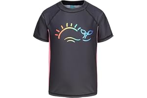 ZESTONIE Girls Short Sleeve Swim Shirt for Kids Girls Rash Guard Swimsuits with UPF 50+ Sun Protection Swim Top 3-16 Years